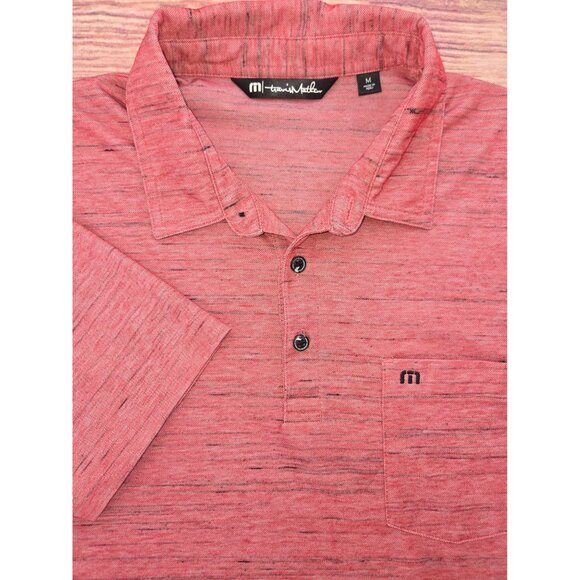 Travis Mathew Mens Red Heathered Polo Medium Pima Cotton Blend - Picture 4 of 9